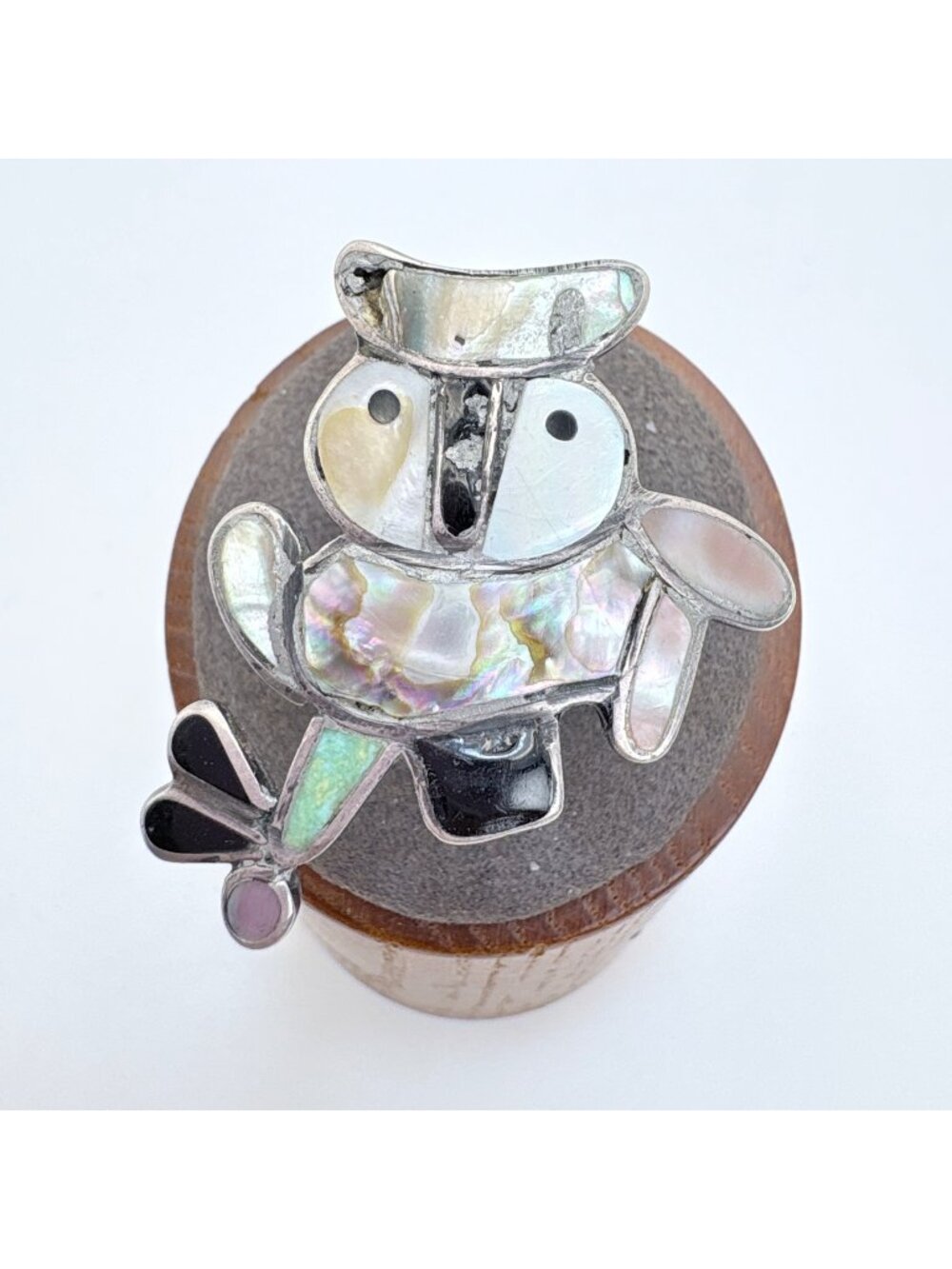 Multi-Gemstone Owl Design Statement Ring Sterling Silver 925 Size 6.5